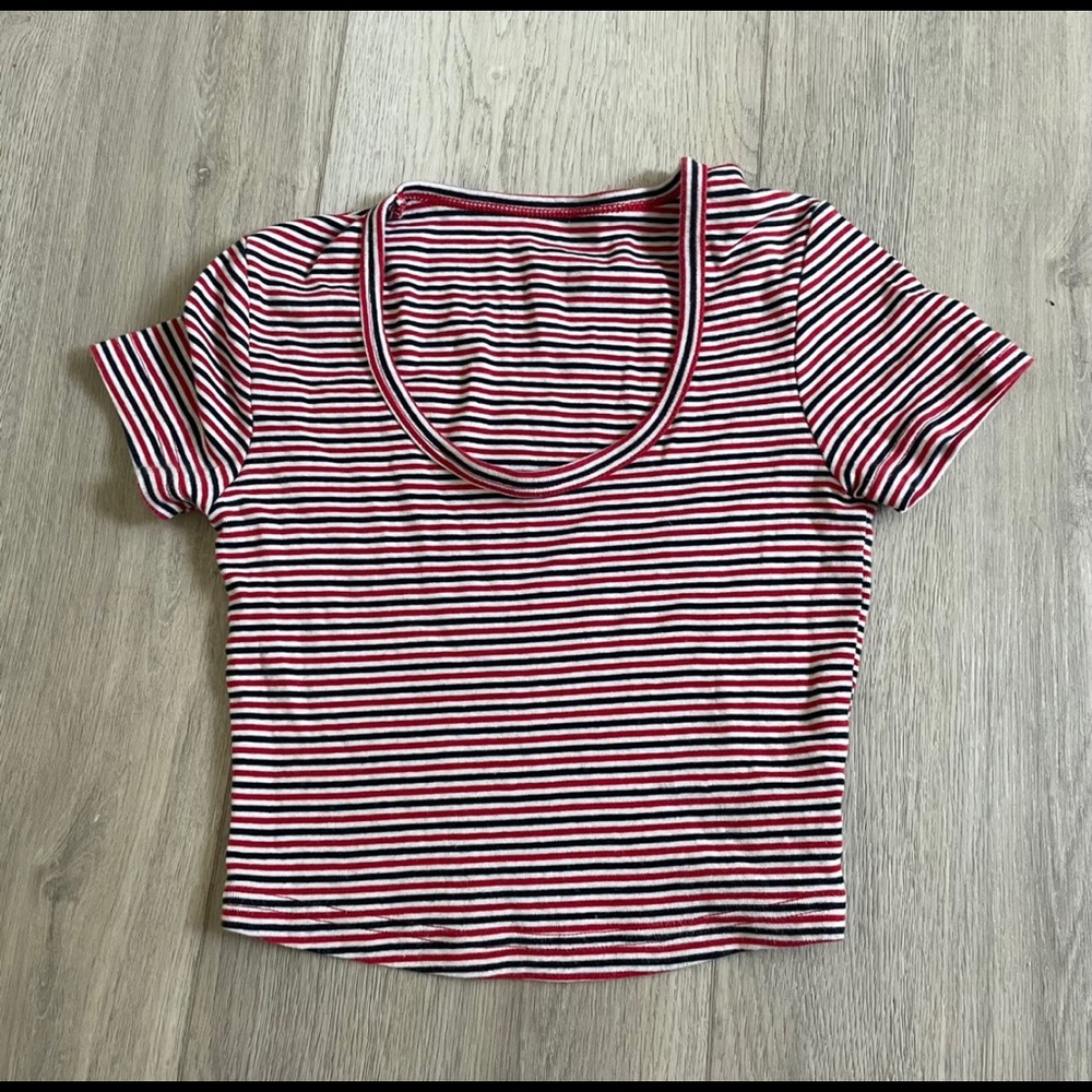 American apparel red white blue striped top